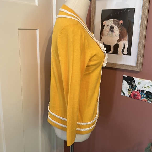 Kate Spade | live colorfully | yellow cream | flower appliqué | S | cardigan - Picture 6 of 13